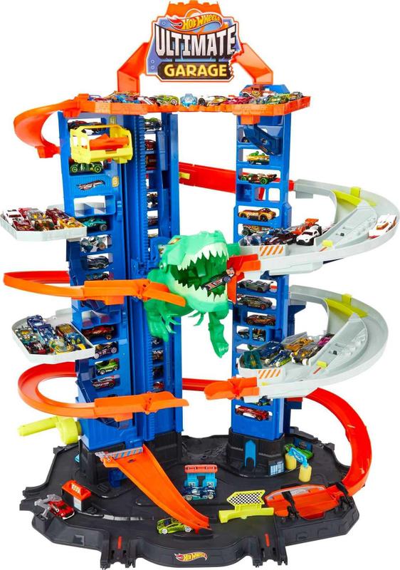 Conjunto Hot Wheels City Ultimate Garage com T-Rex - Trilhas para